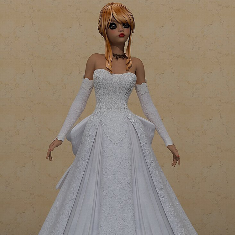 Girl in Beautiful Wedding Dresses 3D Model Woman